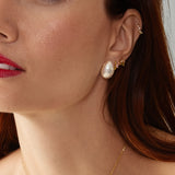 Round Topaz Hoops - Pink