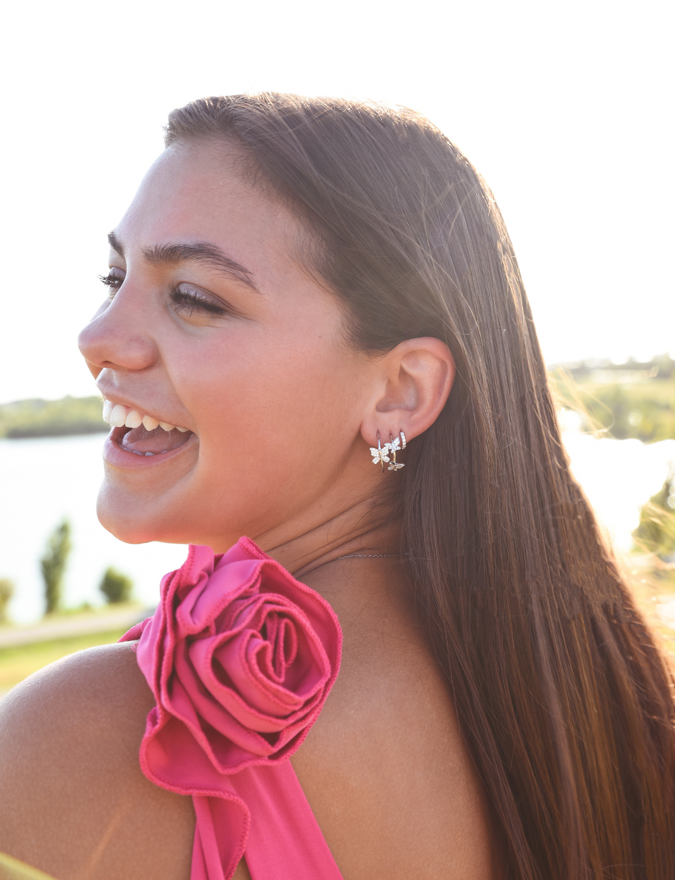 Daphne Double Butterfly Hoops