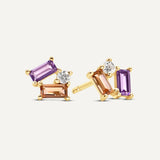 Mosaic Gemstone Cluster Stud - Pink/Purple