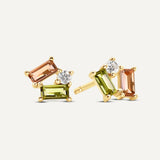 Mosaic Gemstone Cluster Stud - Pink/Green