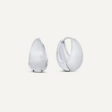 Matte Teardrop Huggie Hoop Earrings in Silver