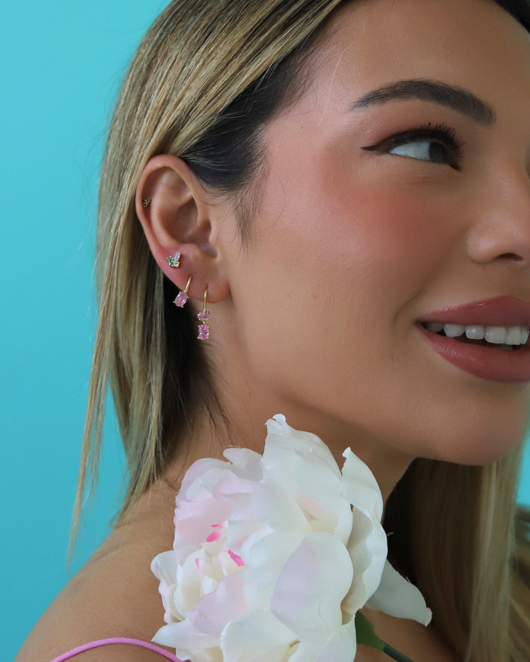 Jenny Two Stone Hook Earrings