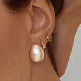 Round Topaz Hoops - Pink