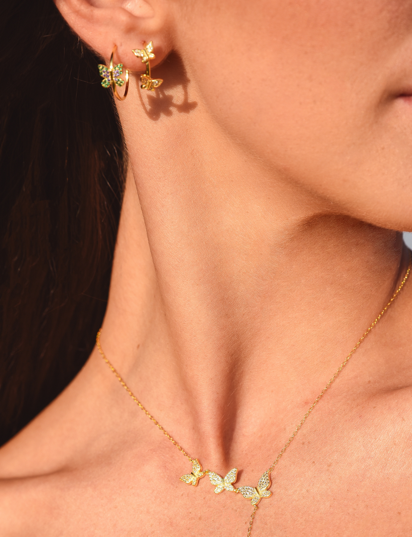 Daphne Double Butterfly Hoops