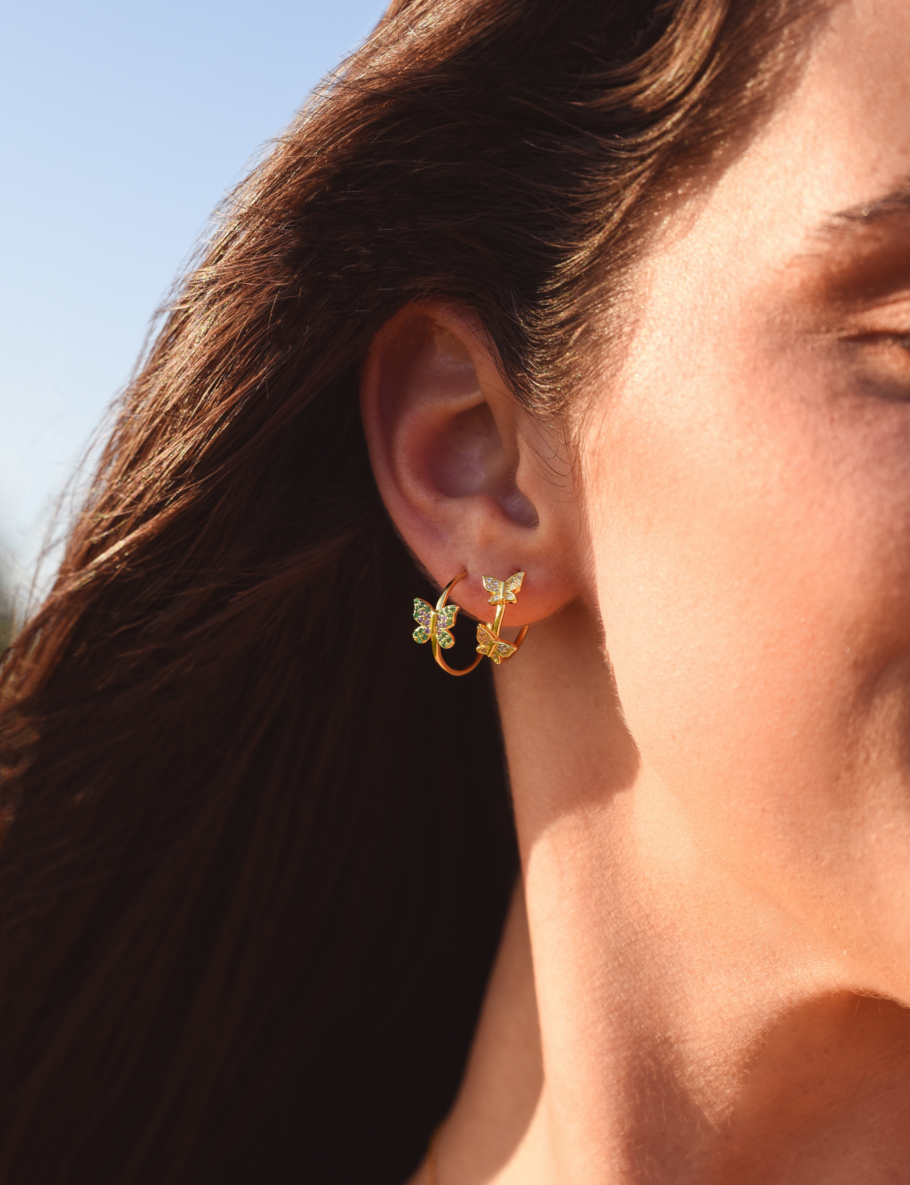 Daphne Double Butterfly Hoops