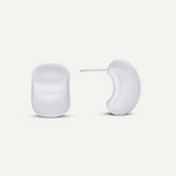 Matte Arc Semi Hoop Earrings in Silver