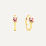 Round Topaz Hoops - Pink