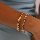 Twisted Brilliance Cuff Bracelet- Gold