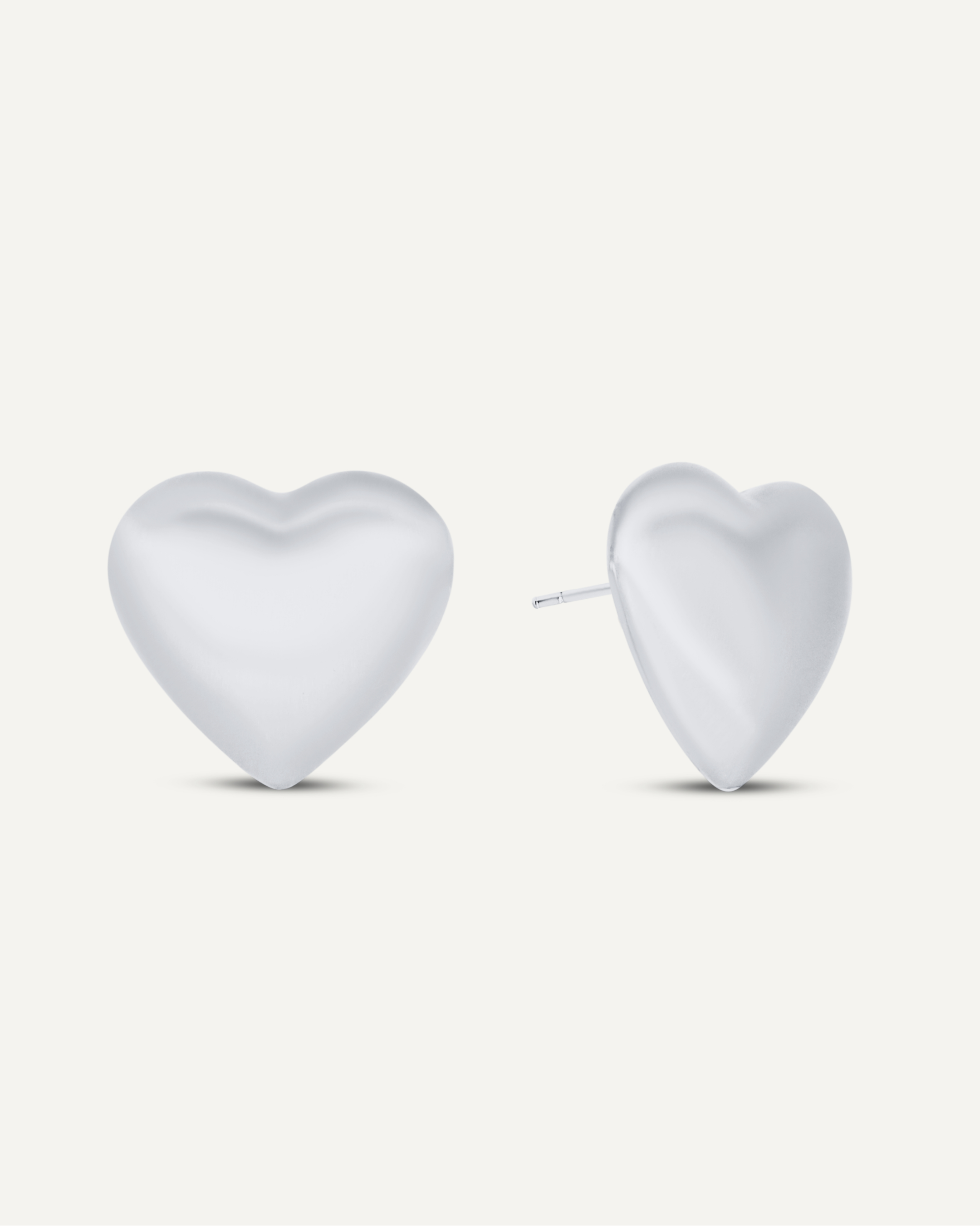 Matte Puffed Heart Stud Earrings