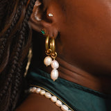Tide Double Pearl Drop Hoops
