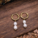 Tide Double Pearl Drop Hoops