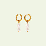 Tide Double Pearl Drop Hoops