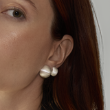 Matte Arc Semi Hoop Earrings in Silver