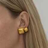 Matte Arc Semi Hoop Earrings in Gold