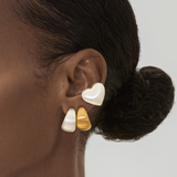 Matte Puffed Heart Stud Earrings in Silver