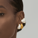 Matte Dome Semi Hoop Earrings in Silver