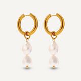 Tide Double Pearl Drop Hoops